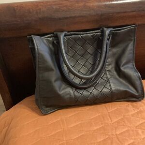 Elegant Black Woven Tote Bag